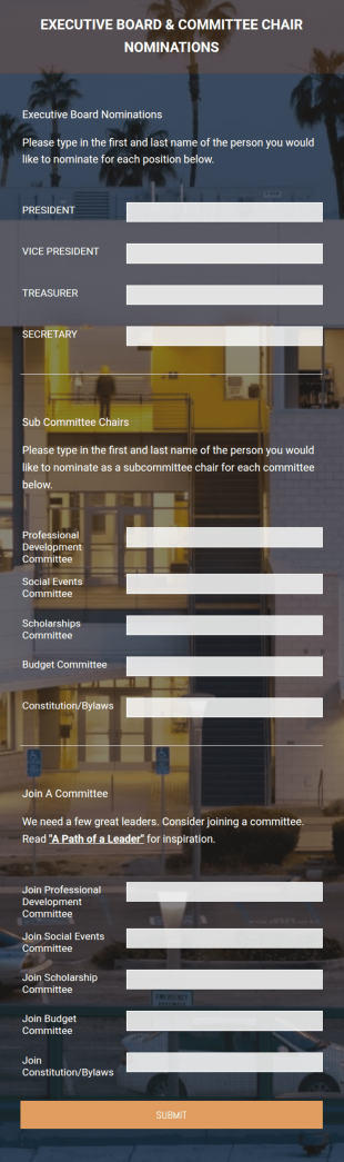 Executive Board And Committee Nomination Form Template