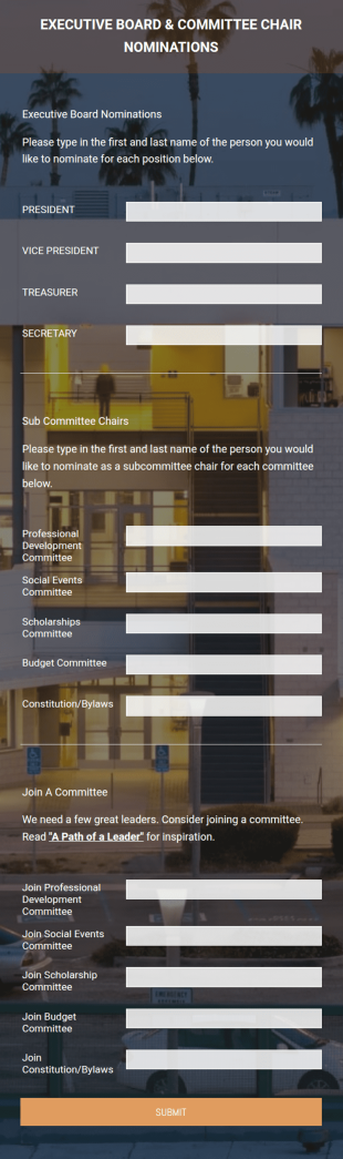 Executive Board And Committee Nomination Form Template
