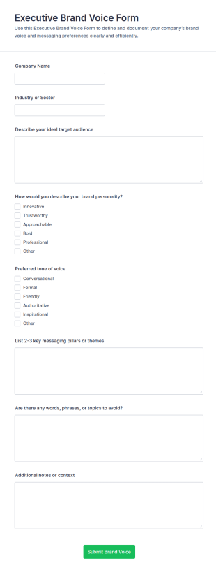 Executive Brand Voice Form Template