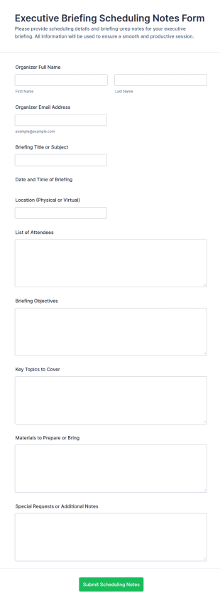 Executive Briefing Scheduling Notes Form Template