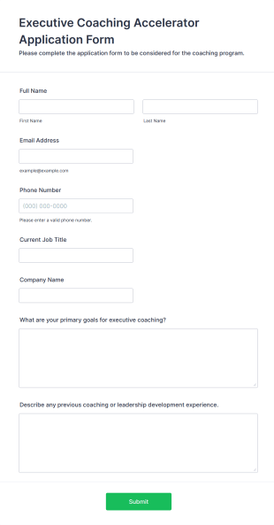 Executive Coaching Accelerator Application Form Template