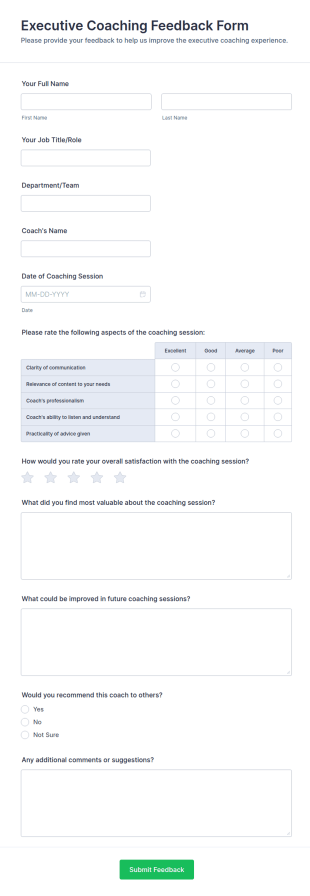 Executive Coaching Feedback Form Template