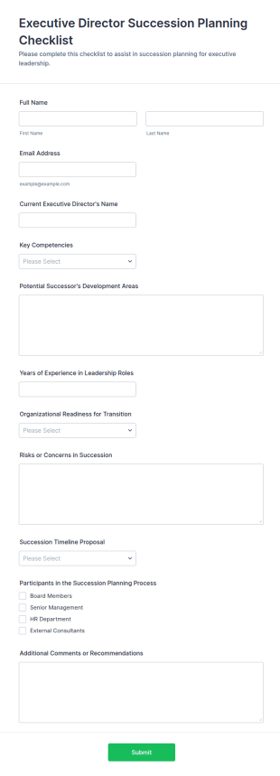 Executive Director Succession Planning Checklist Form Template