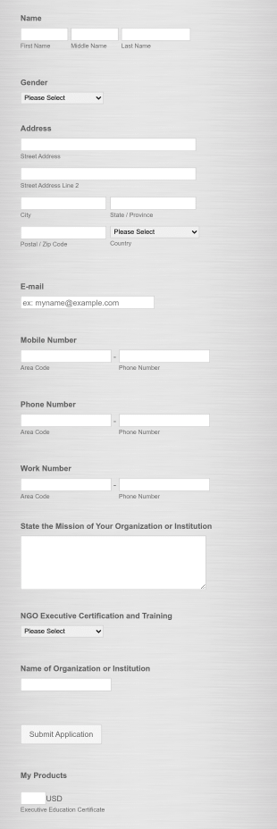 Executive Education Certificate And Training Form Template