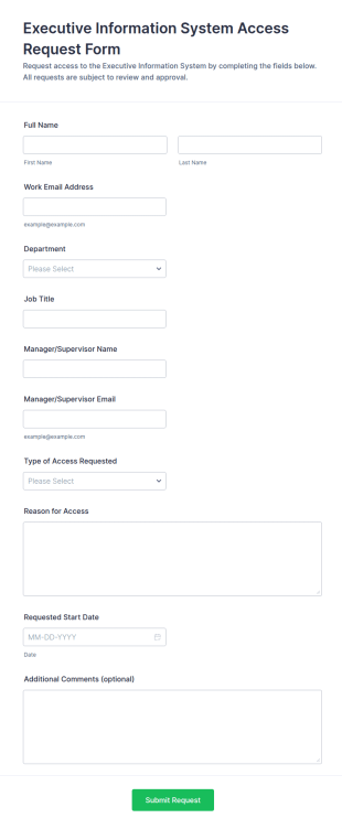 Executive Information System Access Request Form Template