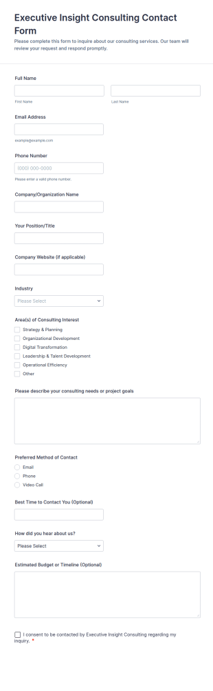 Executive Insight Consulting Contact Form Template