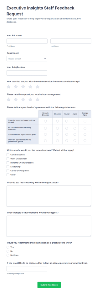 Executive Insights Staff Feedback Request Form Template