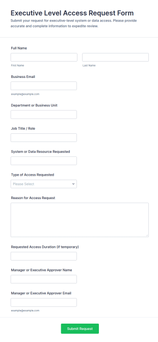 Executive Level Access Request Form Template
