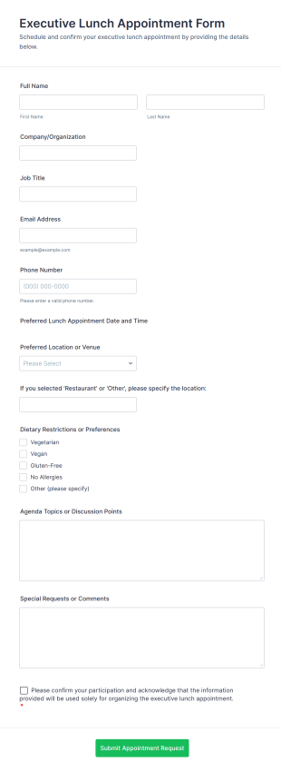Executive Lunch Appointment Form Template