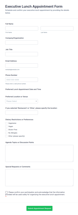 Executive Lunch Appointment Form Template
