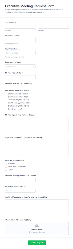 Executive Meeting Request Form Template