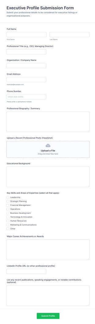 Executive Profile Submission Form Template