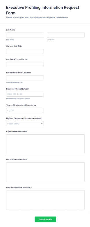 Executive Profiling Information Request Form Template