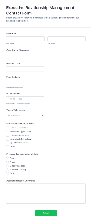 Executive Relationship Management Contact Form Template