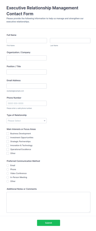 Executive Relationship Management Contact Form Template