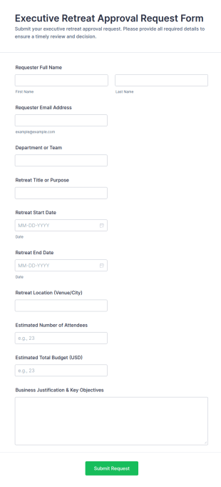 Executive Retreat Approval Request Form Template