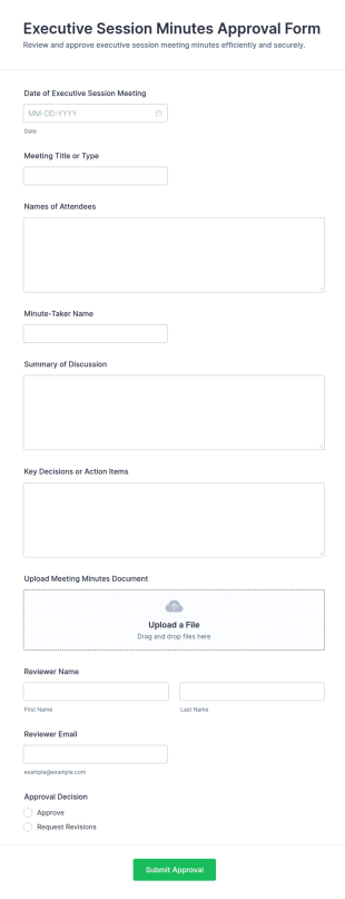 Executive Session Minutes Approval Form Template