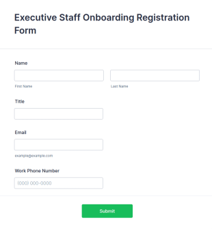 Executive Staff Onboarding Registration Form Template