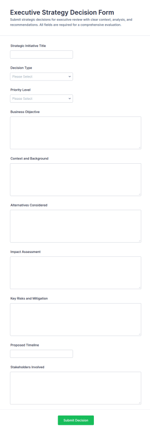 Executive Strategy Decision Form Template
