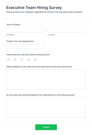 Executive Team Hiring Survey Form Template
