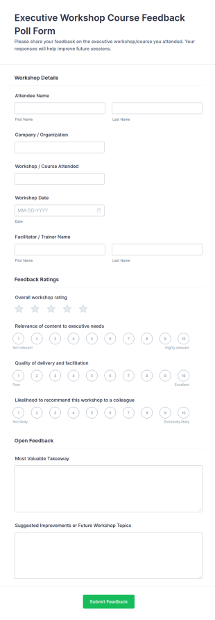 Executive Workshop Course Feedback Form Template