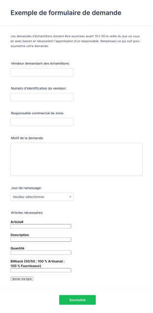 Exemple De Formulaire De Demande Form Template