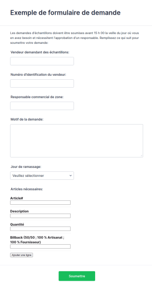 Exemple De Formulaire De Demande