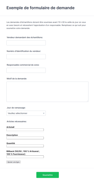 Exemple De Formulaire De Demande Form Template
