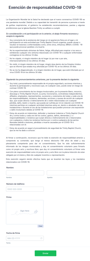 Exención De Responsabilidad De BHFP COVID 19
