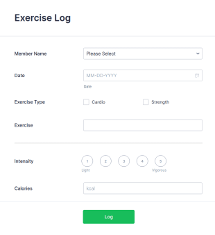 Exercise Log Form Template