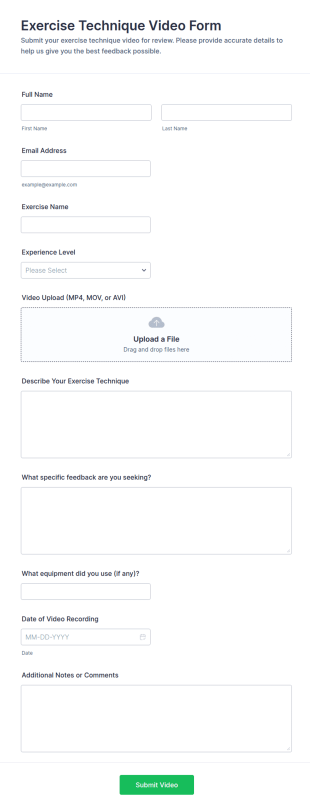 Exercise Technique Video Form Template