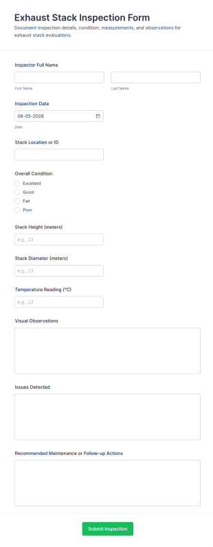 Exhaust Stack Inspection Form Template