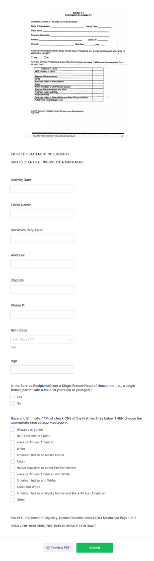 Exhibit F 1 Form Template