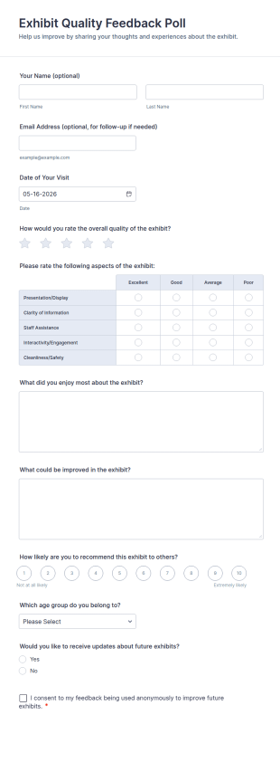 Exhibit Quality Feedback Poll Form Template