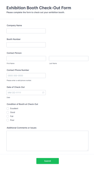 Exhibition Booth Check Out Form Template