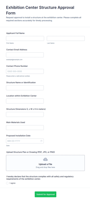 Exhibition Center Structure Approval Form Template