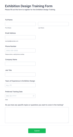 Exhibition Design Training Form Template