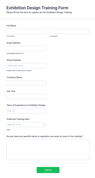 Exhibition Design Training Form Template