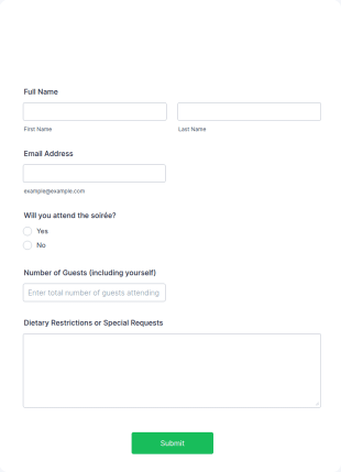 Exhibition Opening Soirée RSVP Form Template