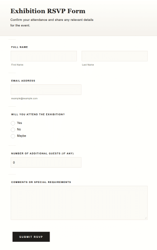 Exhibition RSVP Form Template