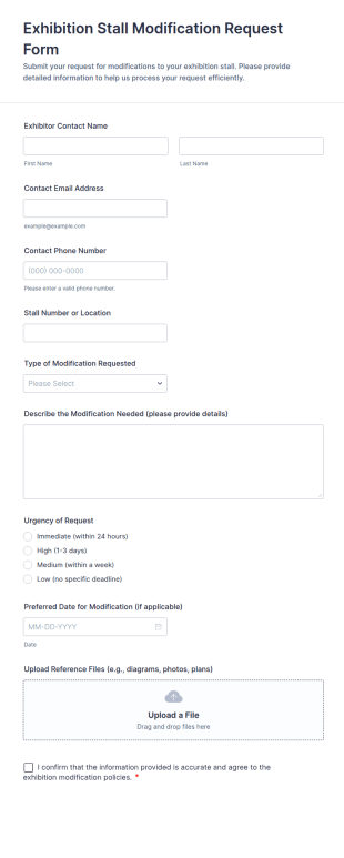 Exhibition Stall Modification Request Form Template