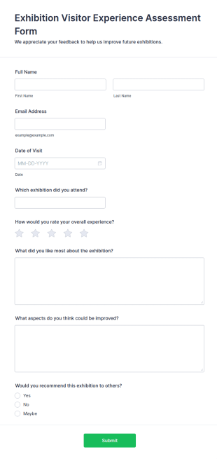 Exhibition Visitor Experience Assessment Form Template