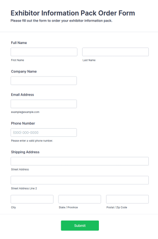 Exhibitor Information Pack Order Form Template