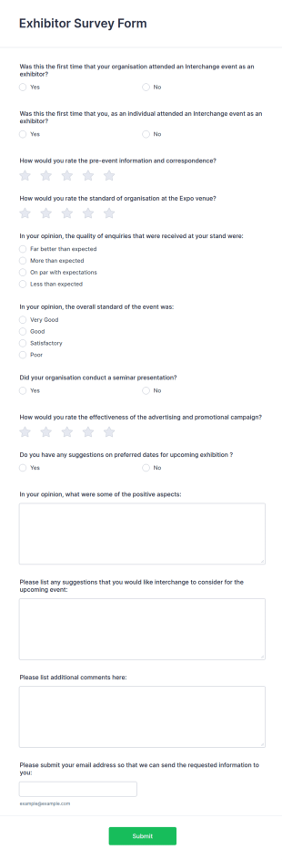 Exhibitor Survey Form Template