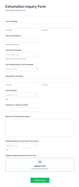 Exhumation Inquiry Form Template
