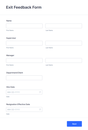Exit Feedback Form Template