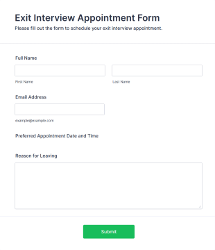 Exit Interview Appointment Form Template