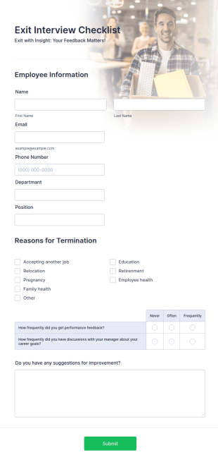 Exit Interview Checklist Form Template