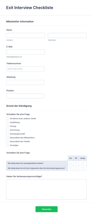 Exit Interview Checkliste