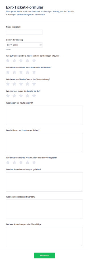 Exit Ticket Umfrage
